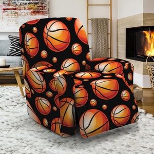 Black Basketball Pattern Print Recliner Slipcover