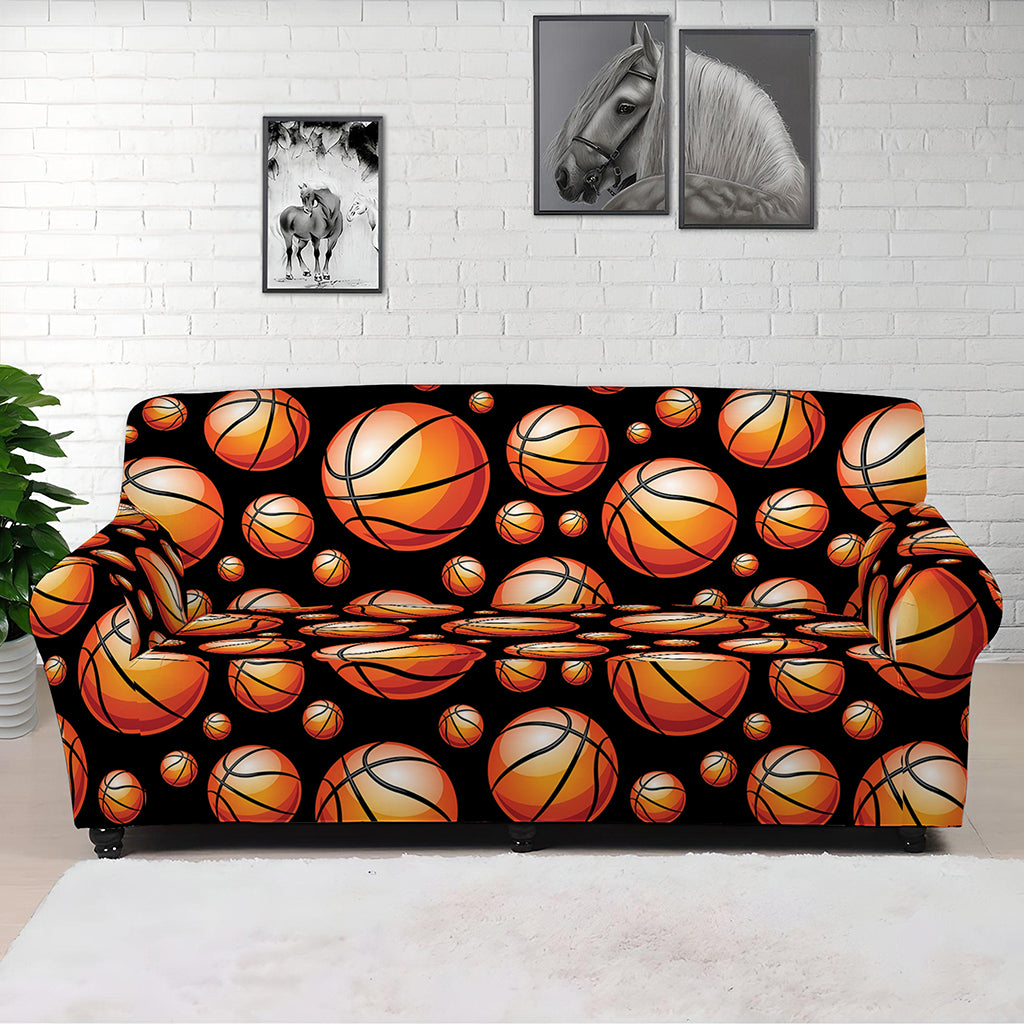 Black Basketball Pattern Print Sofa Cover