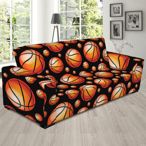 Black Basketball Pattern Print Sofa Slipcover