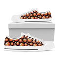 Black Basketball Pattern Print White Low Top Sneakers