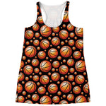 Black Basketball Pattern Print Women's Racerback Tank Top