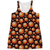 Black Basketball Pattern Print Women's Racerback Tank Top