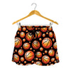 Black Basketball Pattern Print Women's Shorts