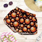 Black Basketball Pattern Print Women's Shorts