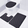 Black Blue And Pink Tartan Pattern Print 3 Piece Bath Mat Set