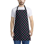 Black Blue And Pink Tartan Pattern Print Apron