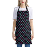 Black Blue And Pink Tartan Pattern Print Apron