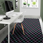 Black Blue And Pink Tartan Pattern Print Area Rug