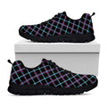 Black Blue And Pink Tartan Pattern Print Black Running Shoes