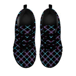 Black Blue And Pink Tartan Pattern Print Black Sneakers