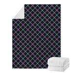 Black Blue And Pink Tartan Pattern Print Blanket