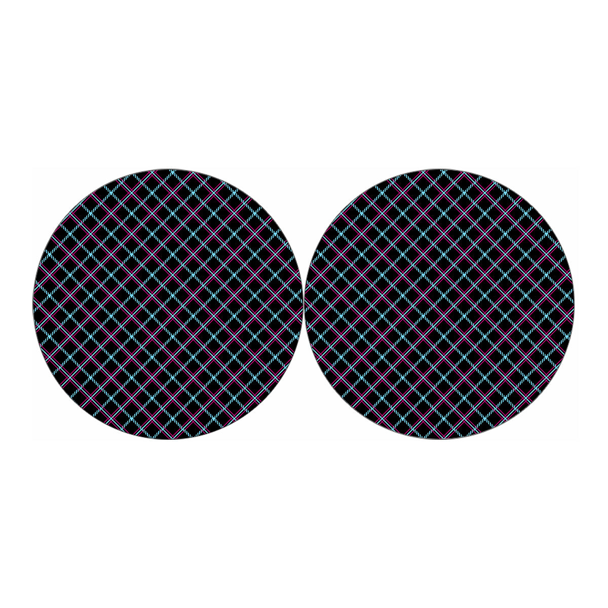 Black Blue And Pink Tartan Pattern Print Car Coasters