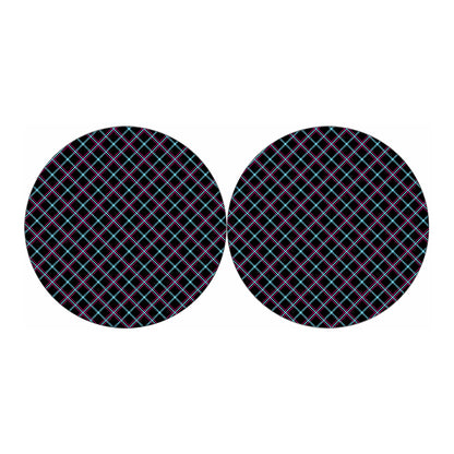 Black Blue And Pink Tartan Pattern Print Car Coasters
