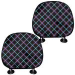 Black Blue And Pink Tartan Pattern Print Car Headrest Covers