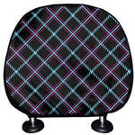 Black Blue And Pink Tartan Pattern Print Car Headrest Covers