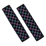 Black Blue And Pink Tartan Pattern Print Car Seat Belt Covers