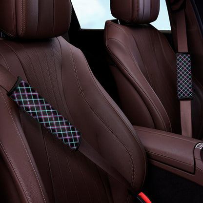 Black Blue And Pink Tartan Pattern Print Car Seat Belt Covers