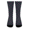 Black Blue And Pink Tartan Pattern Print Crew Socks