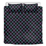 Black Blue And Pink Tartan Pattern Print Duvet Cover Bedding Set