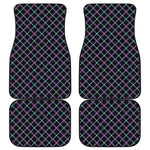Black Blue And Pink Tartan Pattern Print Front and Back Car Floor Mats