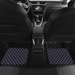 Black Blue And Pink Tartan Pattern Print Front and Back Car Floor Mats