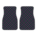 Black Blue And Pink Tartan Pattern Print Front Car Floor Mats