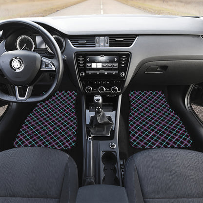 Black Blue And Pink Tartan Pattern Print Front Car Floor Mats