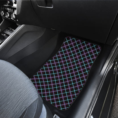 Black Blue And Pink Tartan Pattern Print Front Car Floor Mats