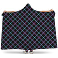 Black Blue And Pink Tartan Pattern Print Hooded Blanket