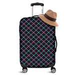 Black Blue And Pink Tartan Pattern Print Luggage Cover