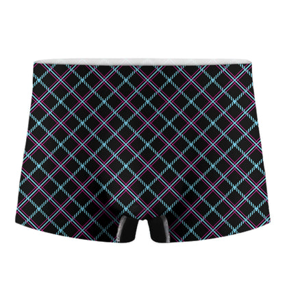 Black Blue And Pink Tartan Pattern Print Men's Boxer Briefs