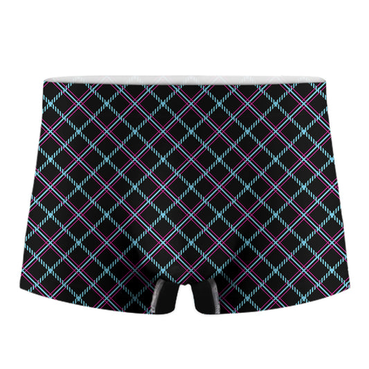 Black Blue And Pink Tartan Pattern Print Men's Boxer Briefs