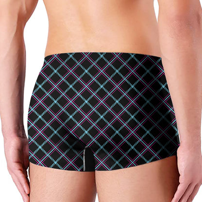 Black Blue And Pink Tartan Pattern Print Men's Boxer Briefs