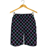 Black Blue And Pink Tartan Pattern Print Men's Shorts