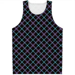 Black Blue And Pink Tartan Pattern Print Men's Tank Top