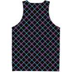 Black Blue And Pink Tartan Pattern Print Men's Tank Top