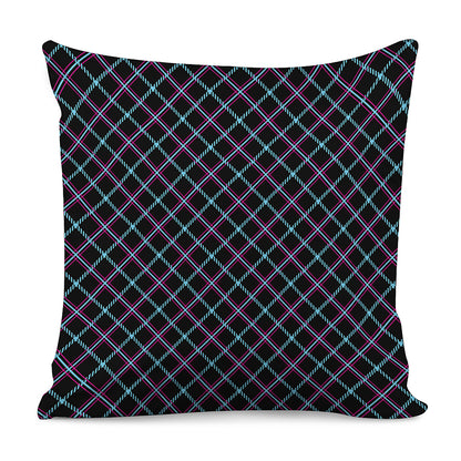 Black Blue And Pink Tartan Pattern Print Pillow Cover