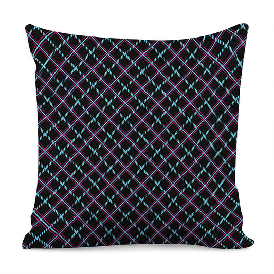 Black Blue And Pink Tartan Pattern Print Pillow Cover