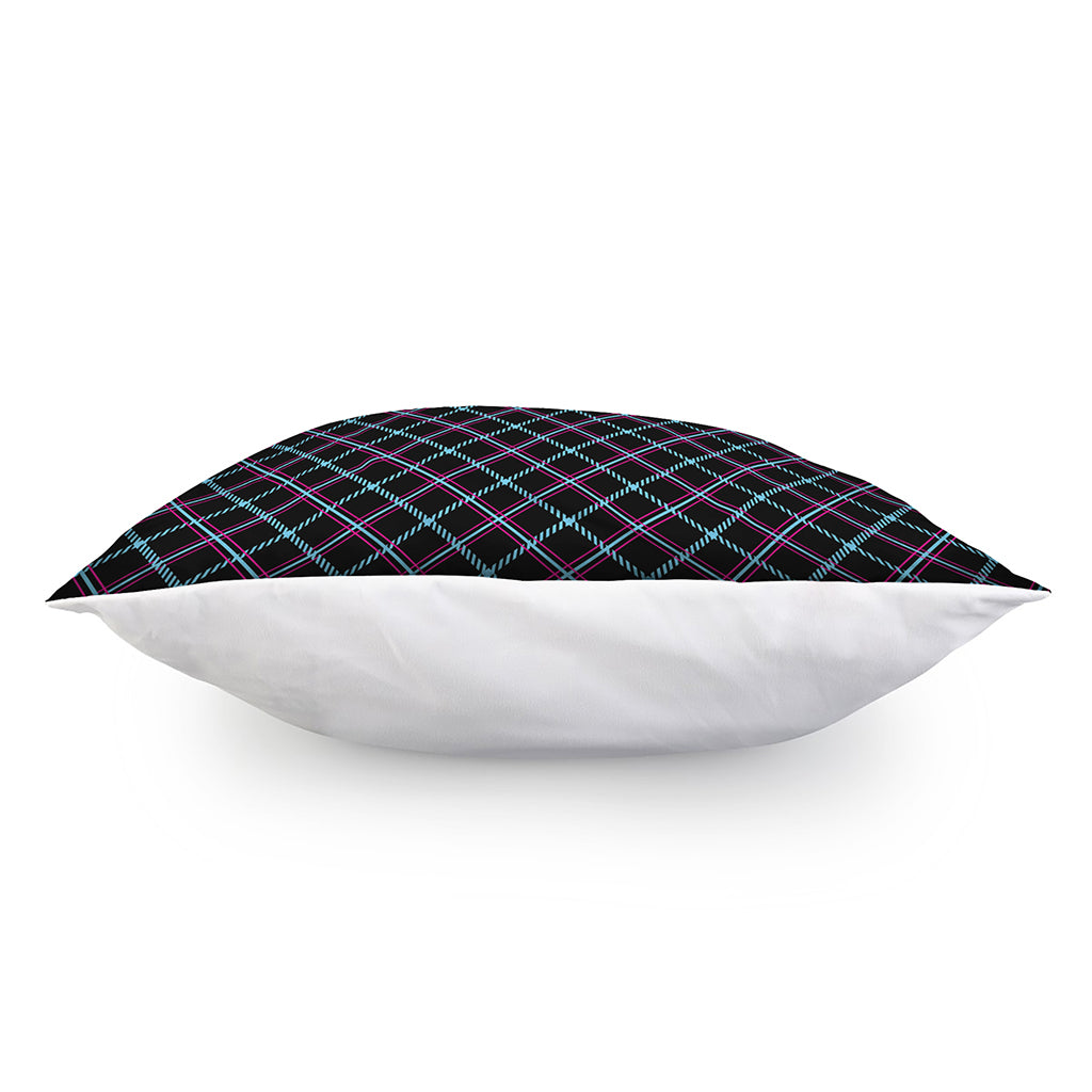 Black Blue And Pink Tartan Pattern Print Pillow Cover