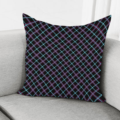 Black Blue And Pink Tartan Pattern Print Pillow Cover