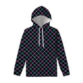 Black Blue And Pink Tartan Pattern Print Pullover Hoodie