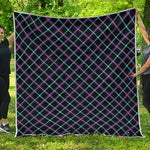 Black Blue And Pink Tartan Pattern Print Quilt
