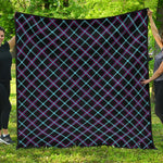 Black Blue And Pink Tartan Pattern Print Quilt