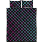 Black Blue And Pink Tartan Pattern Print Quilt Bed Set