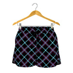 Black Blue And Pink Tartan Pattern Print Women's Shorts