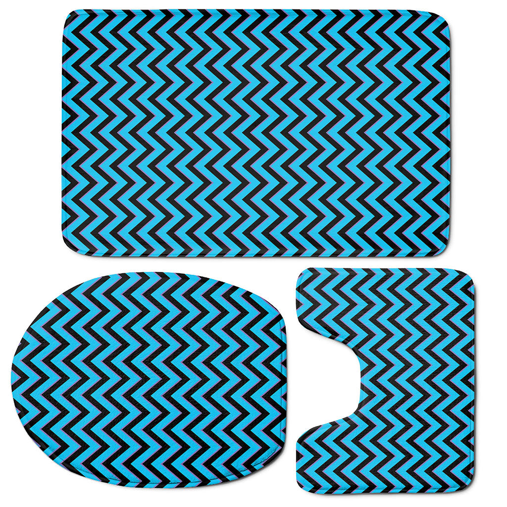 Black Blue And Purple Chevron Print 3 Piece Bath Mat Set
