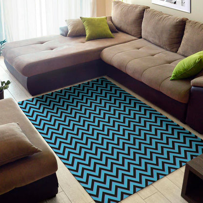 Black Blue And Purple Chevron Print Area Rug