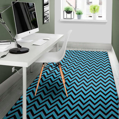 Black Blue And Purple Chevron Print Area Rug