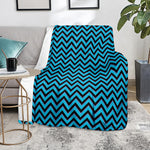 Black Blue And Purple Chevron Print Blanket