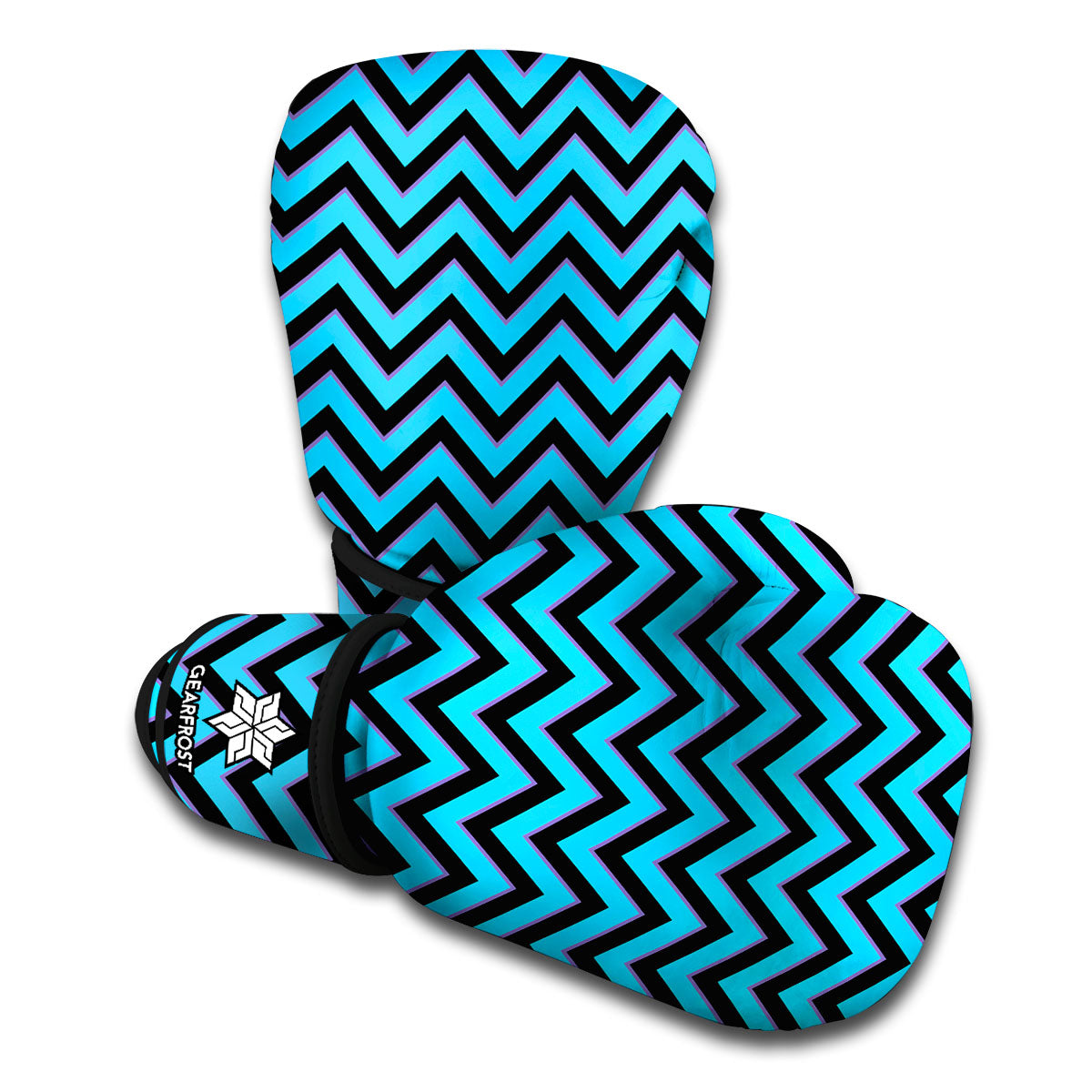 Black Blue And Purple Chevron Print Boxing Gloves